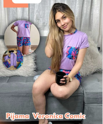 Pijama Camiseta y short en piel de durazno